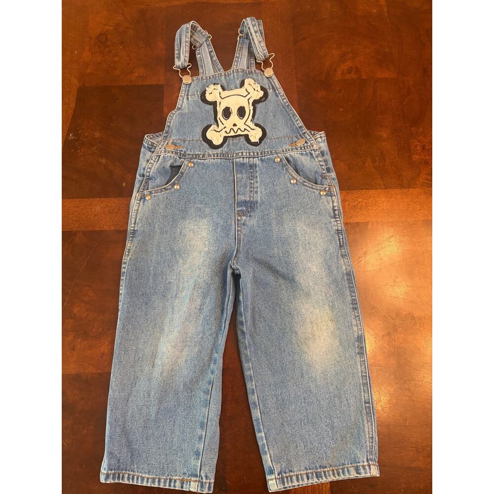 Vintage NYC Boyz Skull Denim Overalls 3T